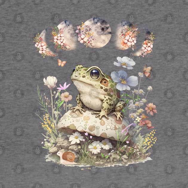 Cute Cottagecore Frog Mushroom Floral Moon Vintage by Hypnotic Highs
